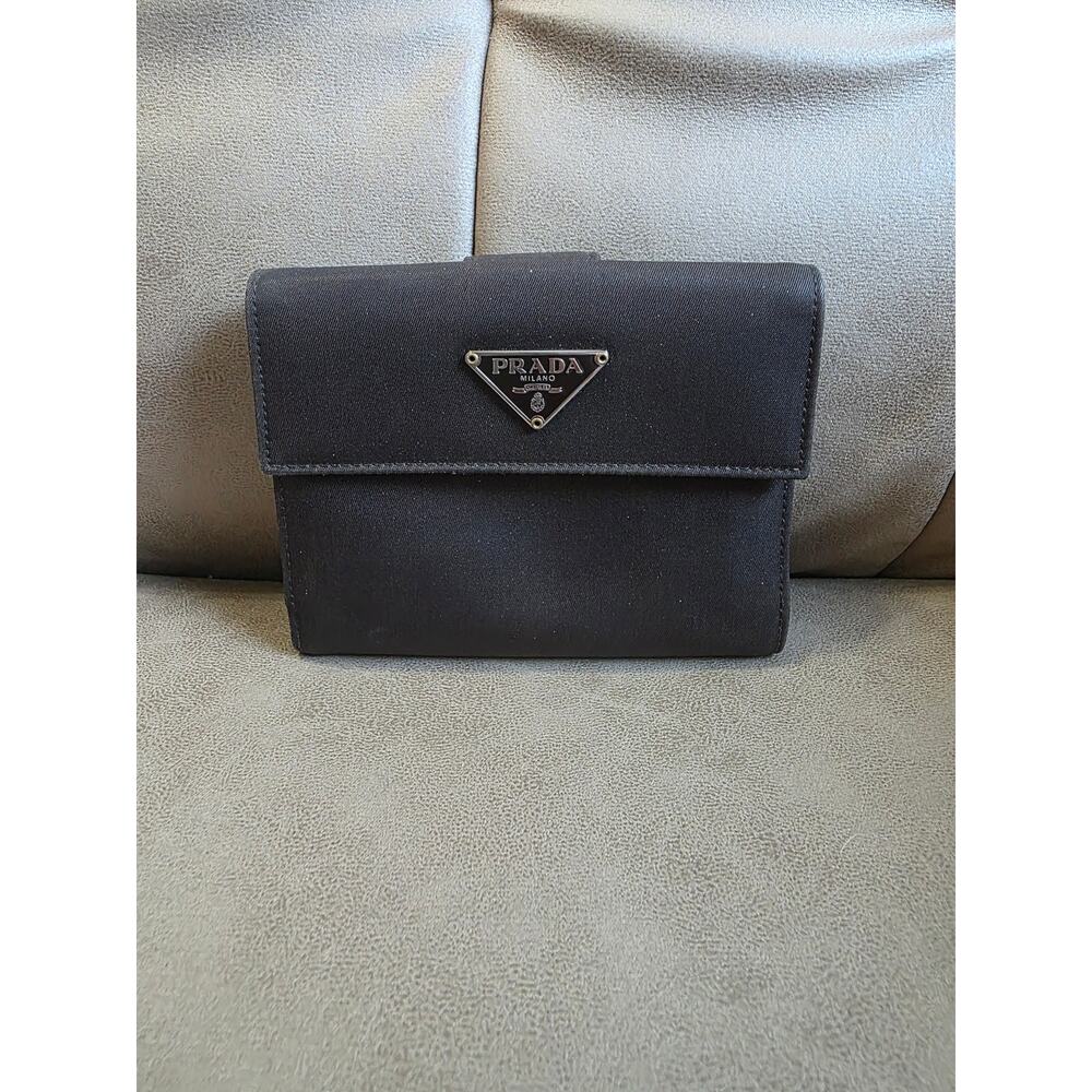 Vintage Prada Nylon Trifold Chocolate Wallet EUC